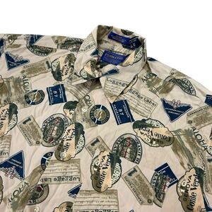 Pendleton Hawaiian Shirt Men's Medium Luggage Aloha AOP Short Sleeve‎ Button Up